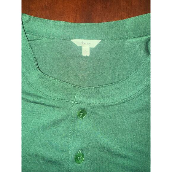 Eberjey Henry Shirt Sz L Long Sleeve Lounge Green Men's Henley Style NWOT - Picture 4 of 7